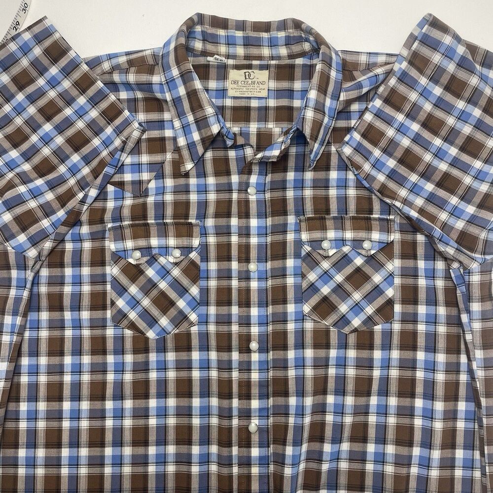 Vintage DEE CEE BRAND 3 XL short Sleeve Plaid Pear Snap Button Up